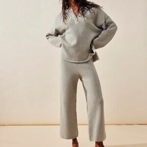 NWT Free People  Hailee Sweater Set in Salt Water Khaki